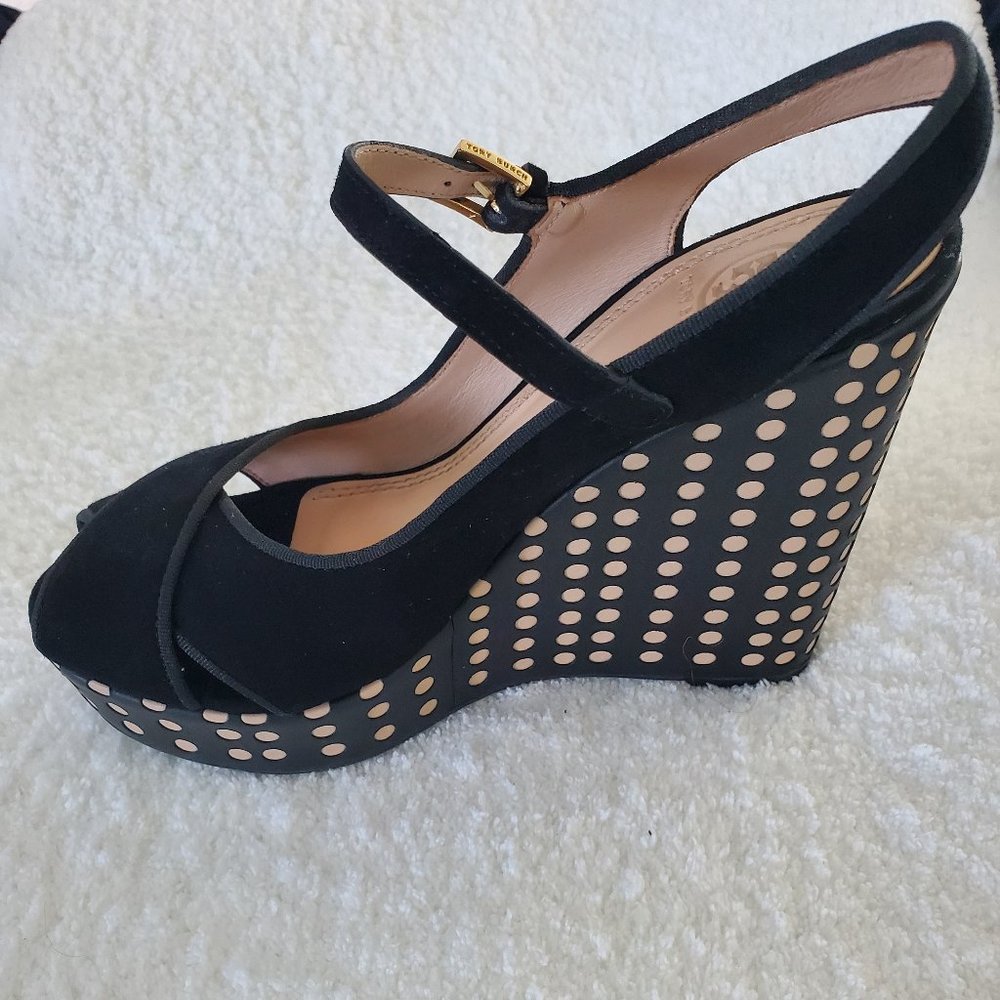 New! Never Worn, Size 7, Tory Burch Polka Dot Wedges,
